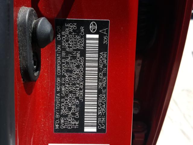 JTDBL40E999045465 - 2009 TOYOTA COROLLA BASE  照片 10