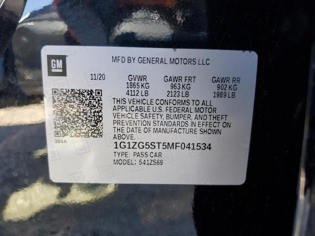 1G1ZG5ST5MF041534 - 2021 CHEVROLET MALIBU RS BLACK photo 13