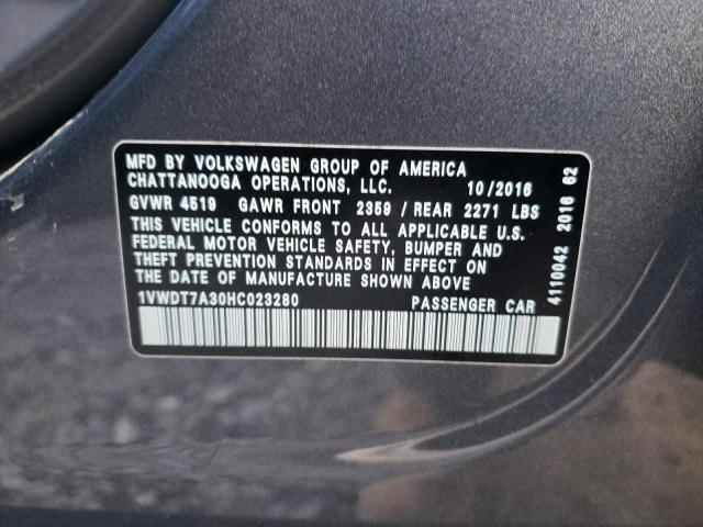 1VWDT7A30HC023280 - 2017 VOLKSWAGEN PASSAT R-LINE Grau Foto 12