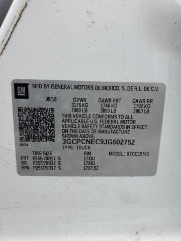 3GCPCNEC9JG502752 - 2018 CHEVROLET SILVERADO C1500 WHITE photo 12