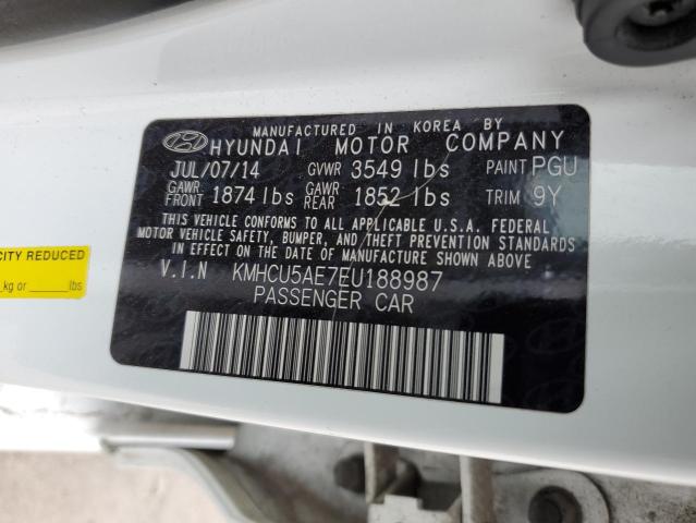 KMHCU5AE7EU188987 - 2014 HYUNDAI ACCENT GLS WHITE photo 13