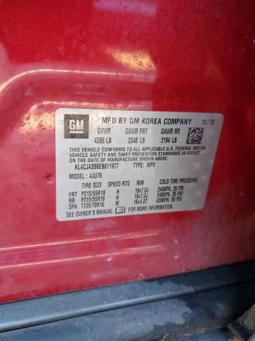 KL4CJASB6EB611977 - 2014 BUICK ENCORE RED photo 13