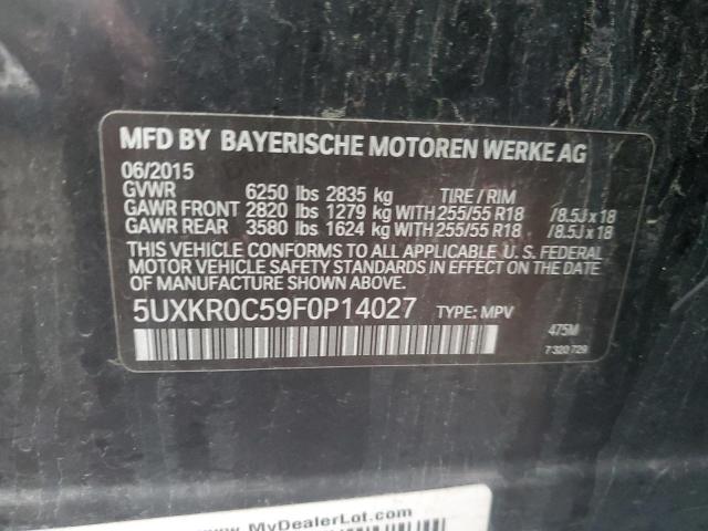 5UXKR0C59F0P14027 - 2015 BMW X5 XDRIVE35I BLACK photo 12