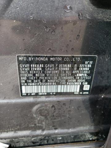 JH4KC1F55JC000194 - 2018 ACURA RLX TECH GRAY photo 12