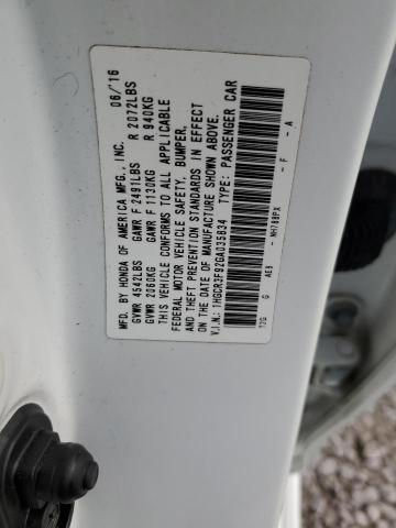 1HGCR3F92GA035834 - 2016 HONDA ACCORD TOURING WHITE photo 12