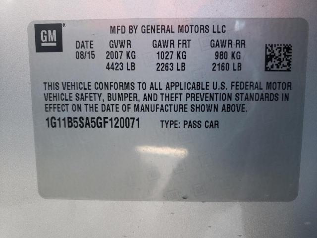 1G11B5SA5GF120071 - 2016 CHEVROLET MALIBU LIM LS SILVER photo 12