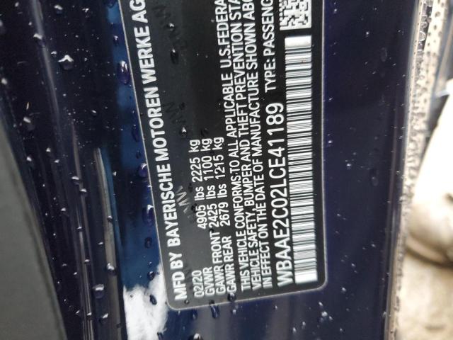 WBAAE2C02LCE41189 - 2020 BMW 840I BLUE photo 12