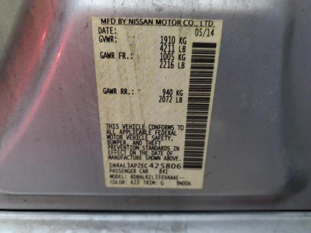 1N4AL3AP2EC425806 - 2014 NISSAN ALTIMA 2.5 SILVER photo 12