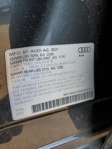 WA18AAF49MA058781 - 2021 AUDI A4 ALLROAD PREMIUM PLUS BLACK photo 12