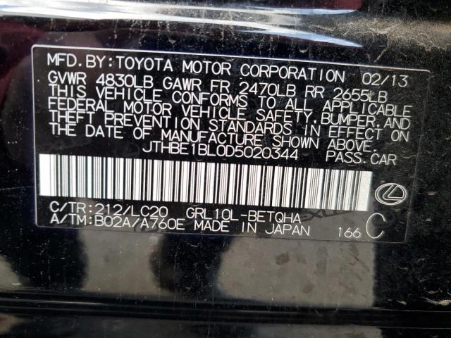 JTHBE1BL0D5020344 - 2013 LEXUS GS 350 BLACK photo 12