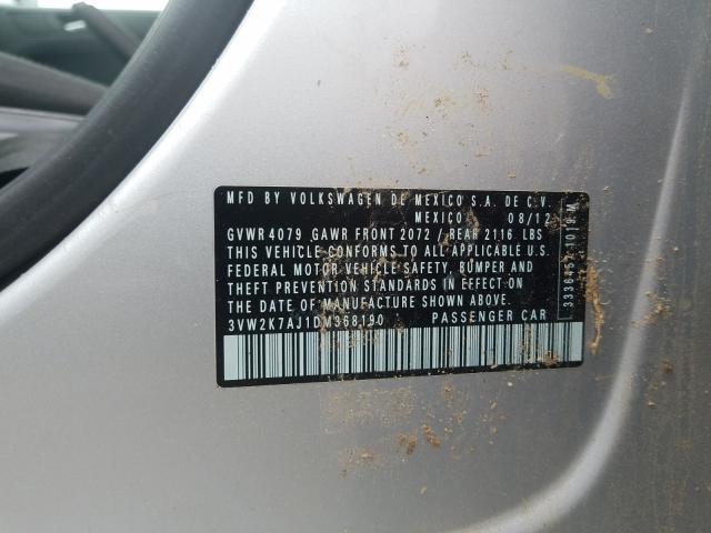 3VW2K7AJ1DM368190 - 2013 VOLKSWAGEN JETTA BASE  照片 10