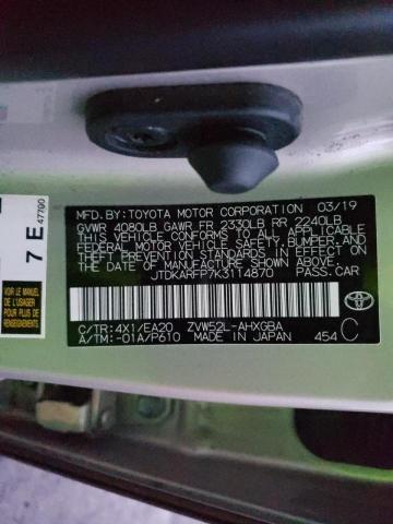 JTDKARFP7K3114870 - 2019 TOYOTA PRIUS PRIM 棕色 照片 12