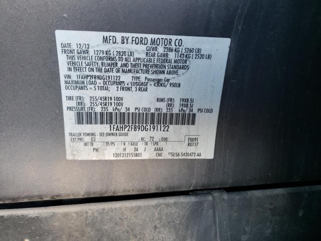 1FAHP2F89DG191122 - 2013 FORD TAURUS LIMITED GRAY photo 12