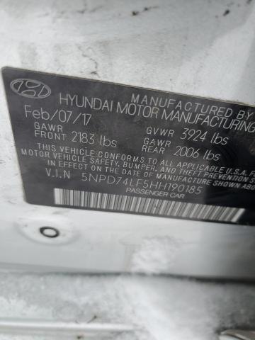 5NPD74LF5HH190185 - 2017 HYUNDAI ELANTRA SE SILVER photo 13