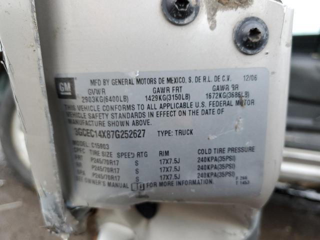 3GCEC14X87G252627 - 2007 CHEVROLET SILVERADO C1500 CLASSIC SILVER photo 12