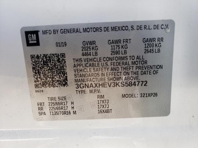 3GNAXHEV3KS584772 - 2019 CHEVROLET EQUINOX LS WHITE photo 13