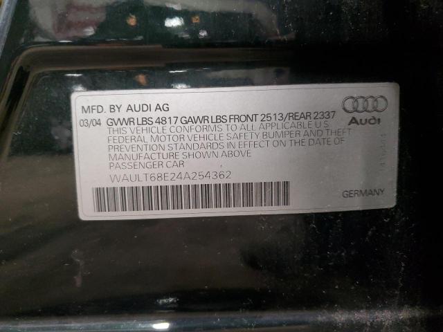 WAULT68E24A254362 - 2004 AUDI A4 3.0 QUATTRO GREEN photo 13