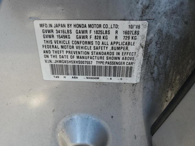 JHMGK5H5XHS007557 - 2017 HONDA FIT LX SILVER photo 12