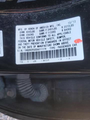 1HGCR3F83EA011174 - 2014 HONDA ACCORD EXL BLACK photo 12