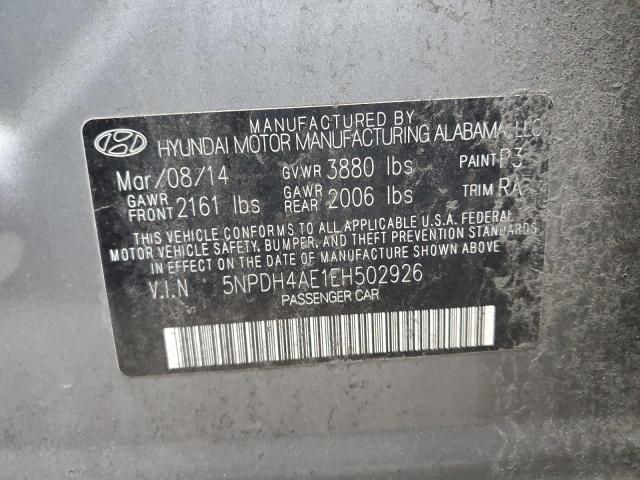 5NPDH4AE1EH502926 - 2014 HYUNDAI ELANTRA SE GRAY photo 12