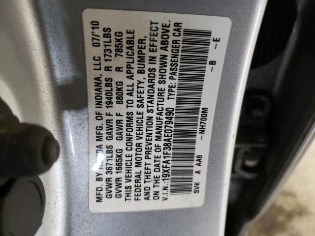 19XFA1F38AE079490 - 2010 HONDA CIVIC VP SILVER photo 12