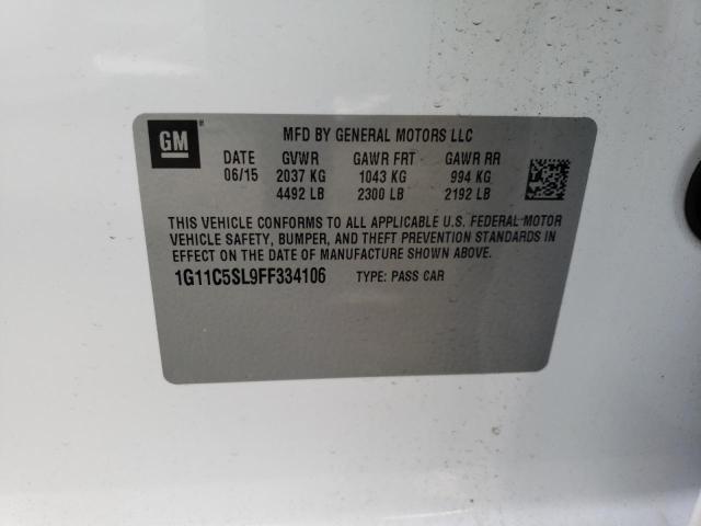 1G11C5SL9FF334106 - 2015 CHEVROLET MALIBU 1LT თეთრი ფოტო 13