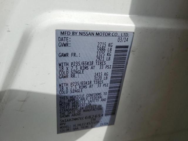 5N1AR2MM7EC682654 - 2014 NISSAN PATHFINDER S 白色 照片 13