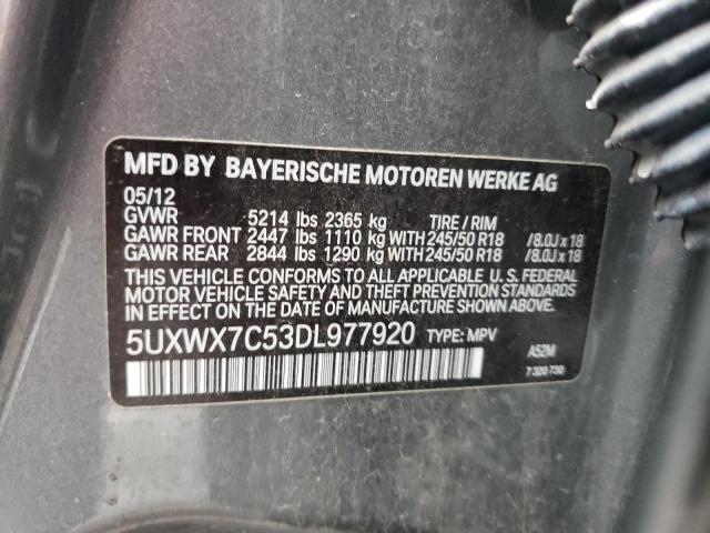 5UXWX7C53DL977920 - 2013 BMW X3 XDRIVE35I GRAY photo 13