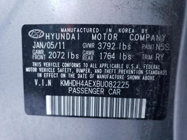 KMHDH4AEXBU082225 - 2011 HYUNDAI ELANTRA GLS SILVER photo 12