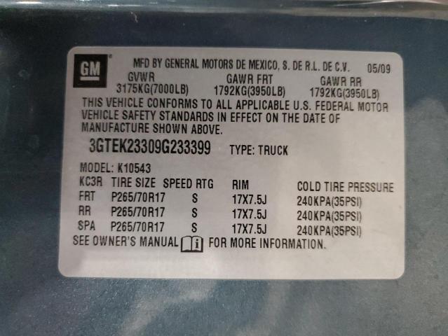 3GTEK23309G233399 - 2009 GMC SIERRA K1500 SLE BLUE photo 12