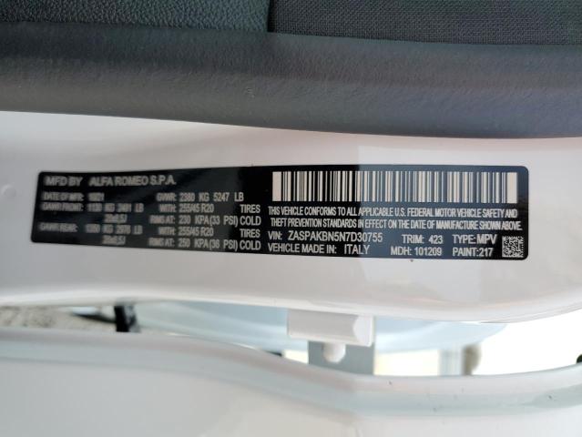 ZASPAKBN5N7D30755 - 2022 ALFA ROMEO STELVIO TI თეთრი ფოტო 13
