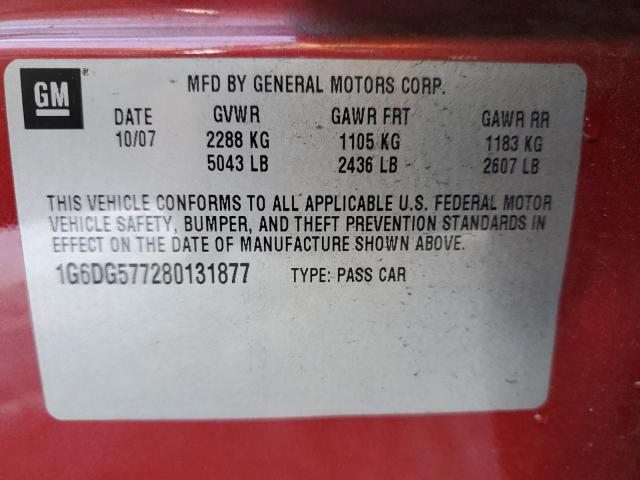 1G6DG577280131877 - 2008 CADILLAC CTS RED photo 13