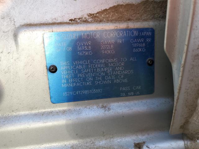 JS2YC412985103892 - 2008 SUZUKI SX4 SILVER photo 12