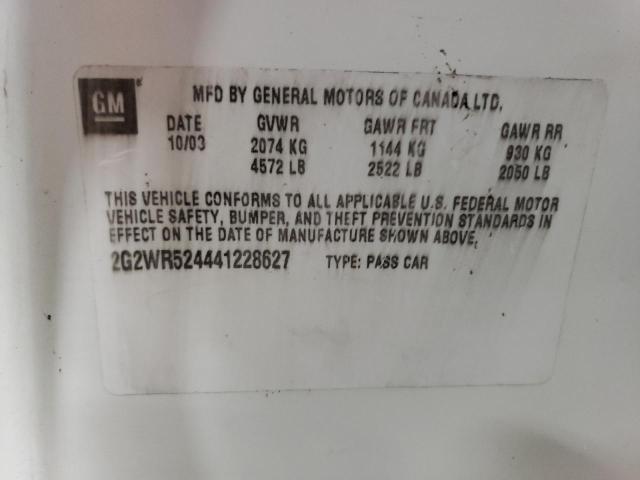 2G2WR524441228627 - 2004 PONTIAC GRAND PRIX GTP WHITE photo 13