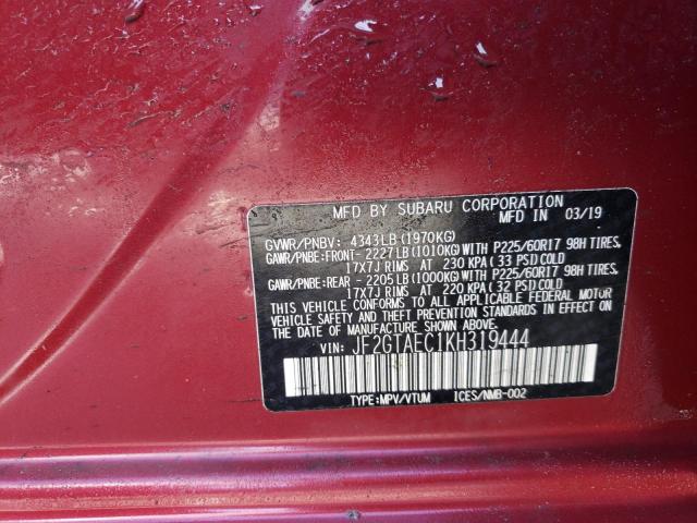 JF2GTAEC1KH319444 - 2019 SUBARU CROSSTREK PREMIUM 勃艮第红 照片 13