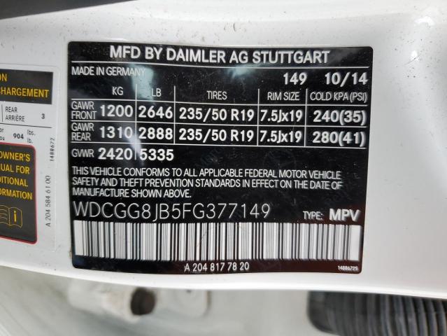 WDCGG8JB5FG377149 - 2015 MERCEDES-BENZ GLK 350 4MATIC WHITE photo 13