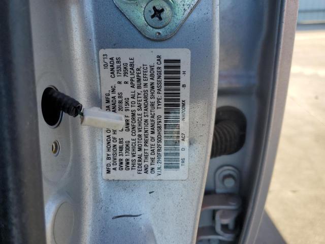 2HGFB2F50DH587970 - 2013 HONDA CIVIC LX SILVER photo 12