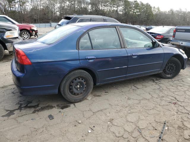 2HGES165X5H517321 - 2005 HONDA CIVIC LX BLUE photo 3