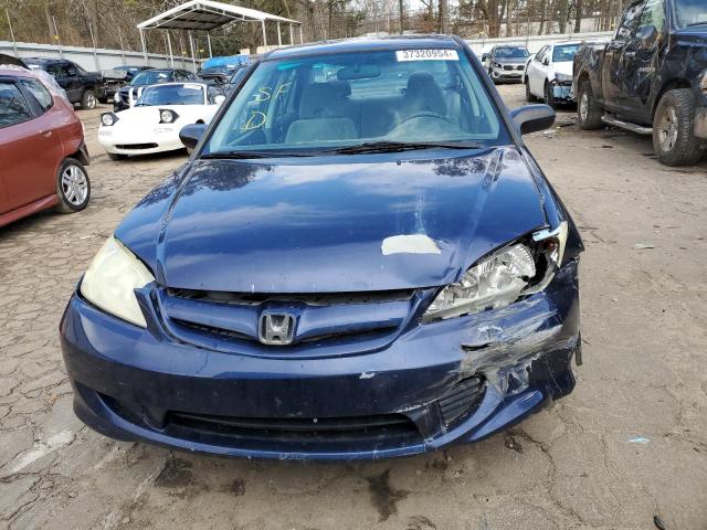 2HGES165X5H517321 - 2005 HONDA CIVIC LX BLUE photo 5