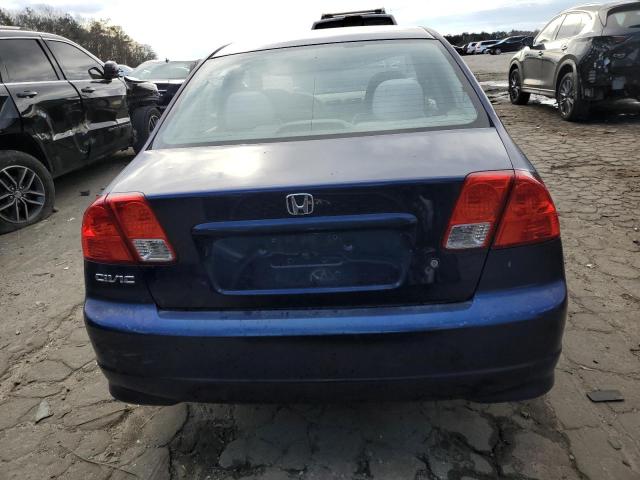 2HGES165X5H517321 - 2005 HONDA CIVIC LX BLUE photo 6