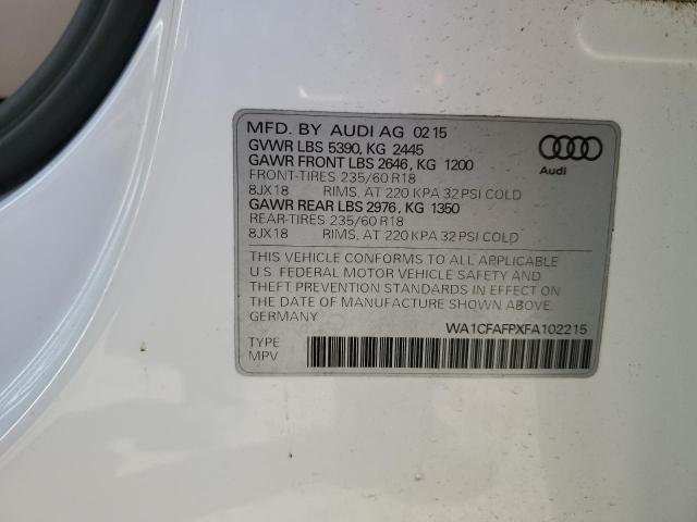 WA1CFAFPXFA102215 - 2015 AUDI Q5 PREMIUM WHITE photo 13