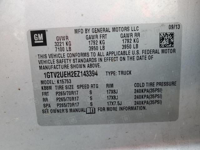 1GTV2UEH2EZ143394 - 2014 GMC SIERRA K1500 SLE SILVER photo 12