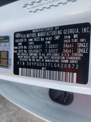 5XYPGDA57LG620872 - 2020 KIA SORENTO S WHITE photo 13