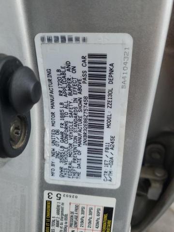 1NXBR32E86Z757458 - 2006 TOYOTA COROLLA CE SILVER photo 12