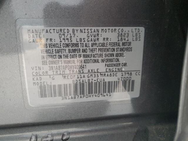 3N1AB7AP0HY409641 - 2017 NISSAN SENTRA S GRAY photo 12