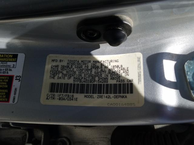 5YFBU4EE0DP154289 - 2013 TOYOTA COROLLA BASE  照片 10