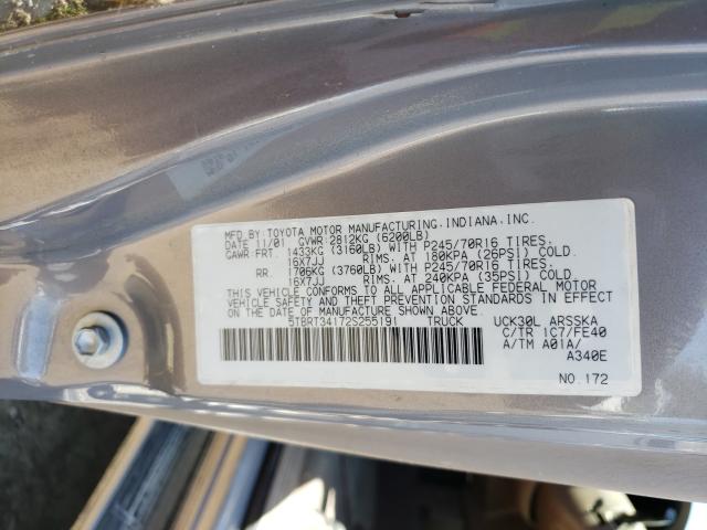 5TBRT34172S255191 - 2002 TOYOTA TUNDRA ACCESS CAB  լուսանկար 10