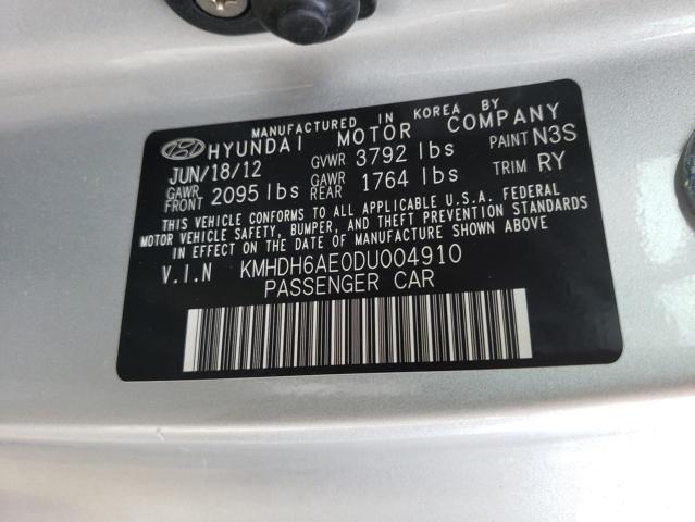 KMHDH6AE0DU004910 - 2013 HYUNDAI ELANTRA CO GS SILVER photo 12