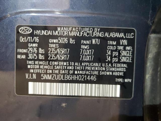 5NMZUDLB6HH021446 - 2017 HYUNDAI SANTA FE S CHARCOAL photo 12