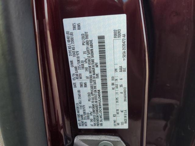 5LMCJ3C93HUL04958 - 2017 LINCOLN MKC RESERVE MAROON photo 12